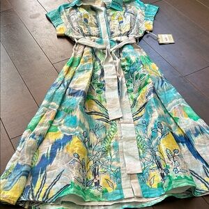 LaFuori dress Vibrant Floral Watercolor Button-Front Dress